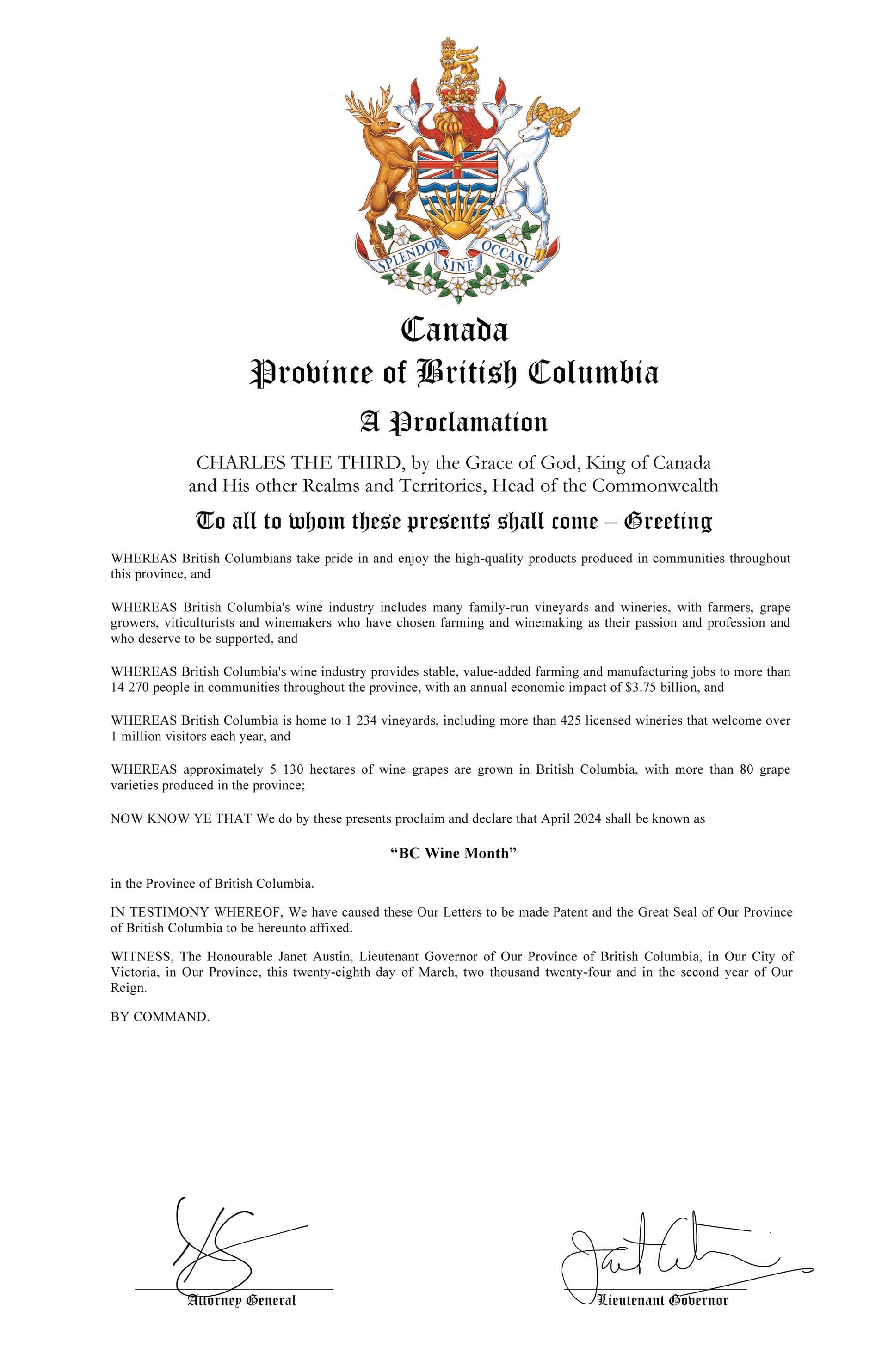 BC Wine Month - April 2024