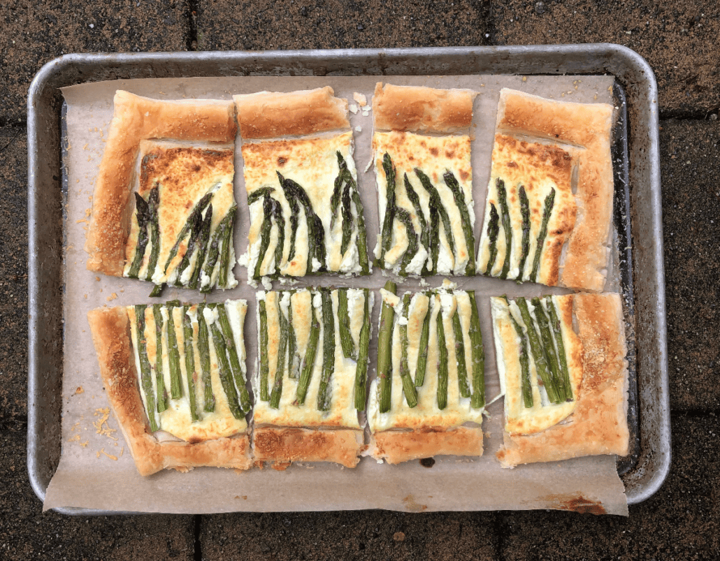 Homemade Ricotta and asparagus flatbread