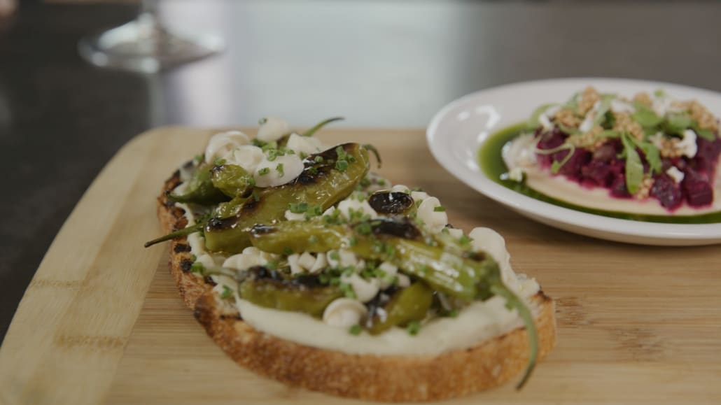 Bruschetta on a cutting board