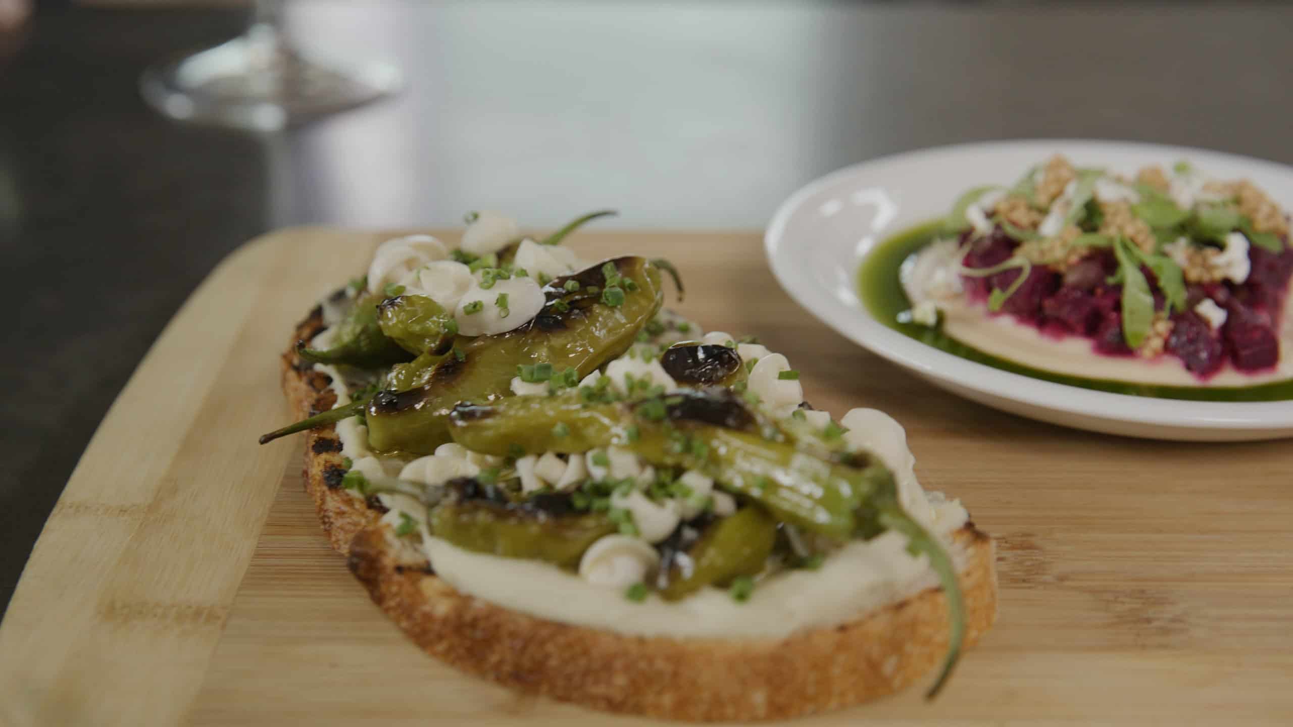 Bruschetta on a cutting board